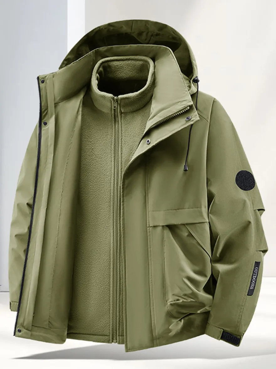 Ensemble veste et pantalon d'extérieur pour homme coupe-vent et imperméable avec capuche amovible 2 pièces