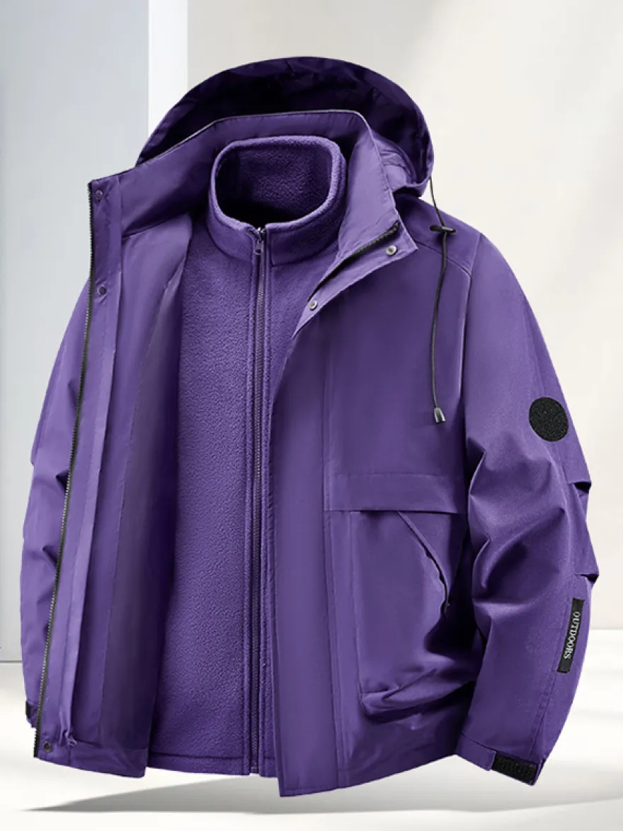Ensemble veste et pantalon d'extérieur pour homme coupe-vent et imperméable avec capuche amovible 2 pièces