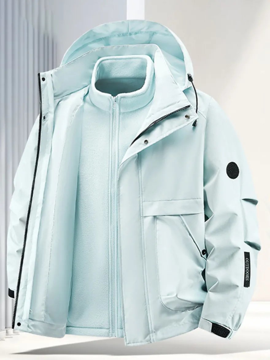 Ensemble veste et pantalon d'extérieur pour homme coupe-vent et imperméable avec capuche amovible 2 pièces
