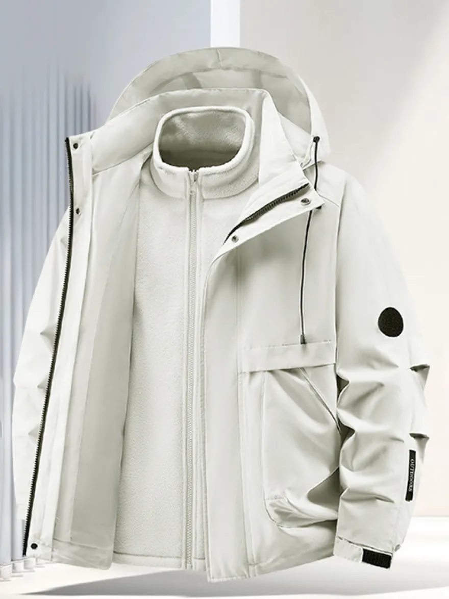 Ensemble veste et pantalon d'extérieur pour homme coupe-vent et imperméable avec capuche amovible 2 pièces