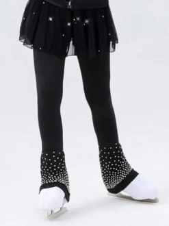 Ensemble veste et pantalon de patinage artistique pour filles et femmes orné de strass manches longues survêtement chaud avec coussinets de hanches tenue d'entraînement de patinage sur glace