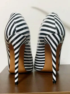 Escarpins bas à talons hauts pour femmes imprimé zèbre talon aiguille cuir PU
