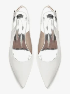 Escarpins de mariage en satin à talon compensé bout pointu et bride arrière
