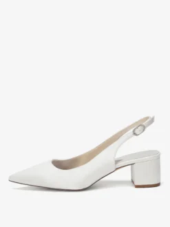 Escarpins de mariage en satin à talon compensé bout pointu et bride arrière