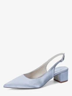 Escarpins de mariage en satin à talon compensé bout pointu et bride arrière
