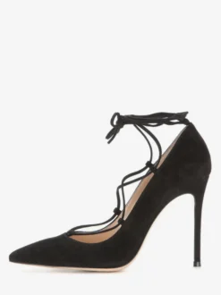 Escarpins en daim à talons hauts et bout pointu croisés pour femmes