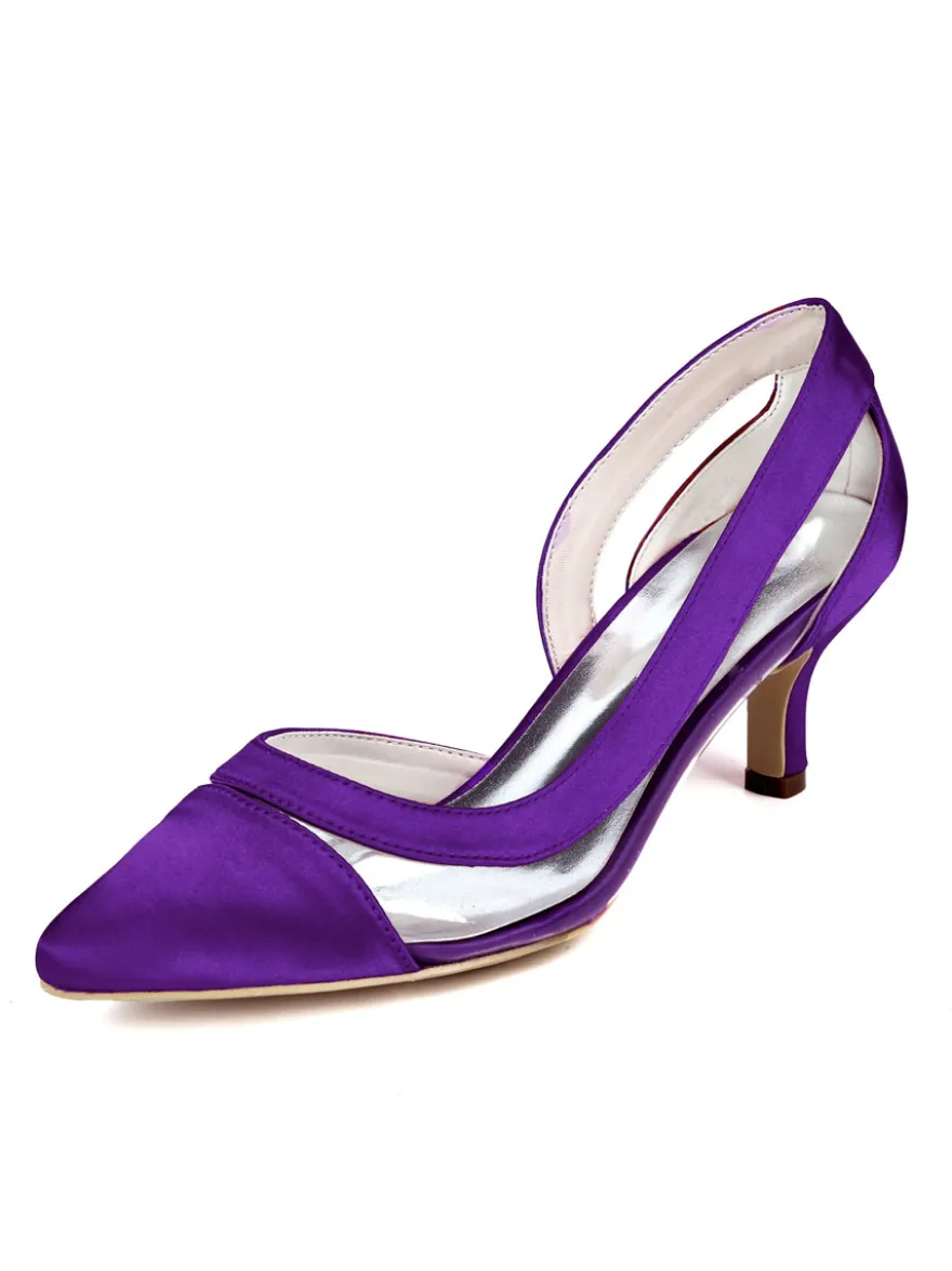 Escarpins femme bleu foncé en PU bout pointu talon bas