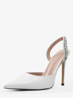 Escarpins Femme Chaussures Soirée Noires À Talons Hauts Bout Pointu Strass Sexy