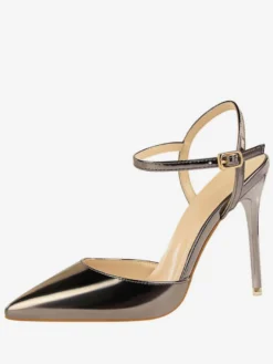 Escarpins femme slingbacks nude en PU talon haut bout pointu