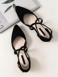 Escarpins femme talon plate noir