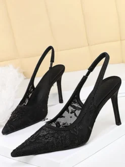 Escarpins à lacets pour femmes bout pointu et bride arrière