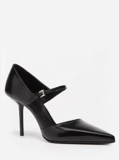 Escarpins Mary Jane noirs à talons hauts et bout pointu pour femmes