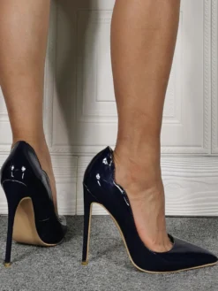 Escarpins noirs pour femmes sans lacets bout pointu talon aiguille mode grande taille talons hauts décontractés