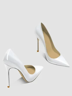 Escarpins noirs à talons hauts pour femmes bout pointu chaussures habillées à enfiler