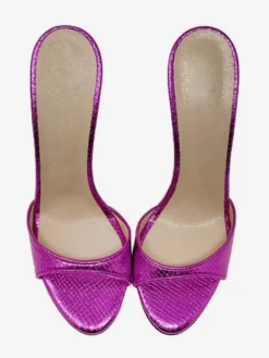 Escarpins à talons aiguilles à bout rond pour femmes en cuir PU