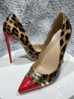 Escarpins à talons aiguilles sexy pour femmes bout pointu imprimé léopard