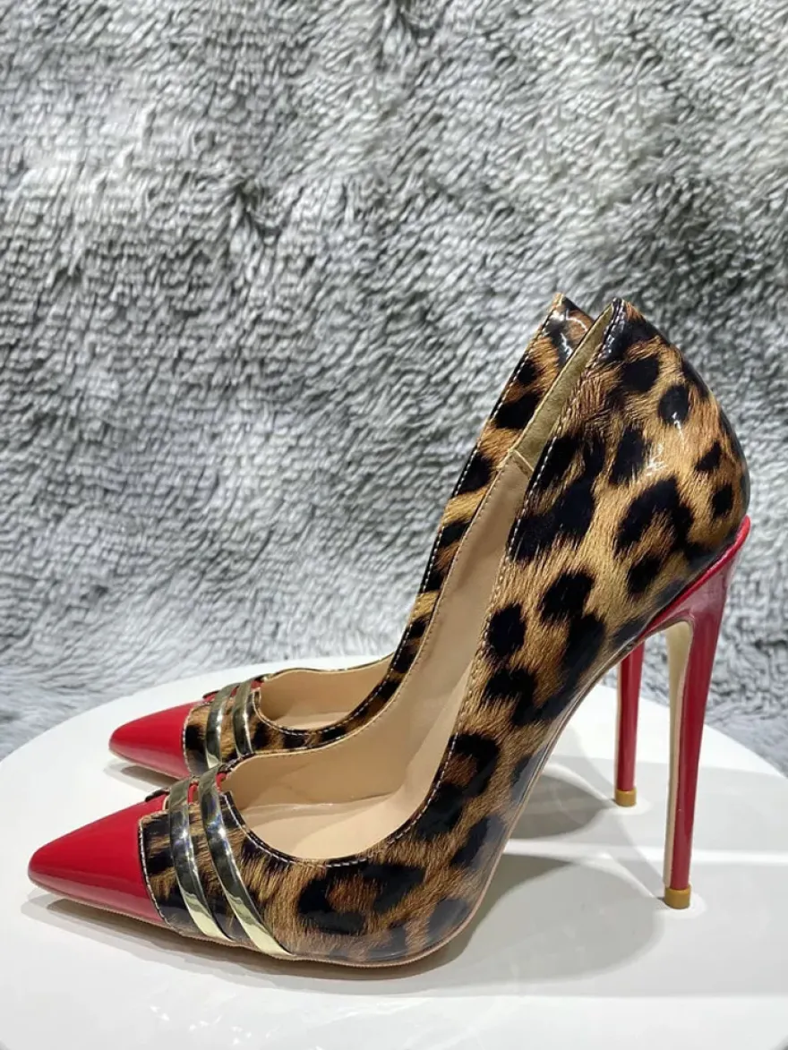 Escarpins à talons aiguilles sexy pour femmes bout pointu imprimé léopard