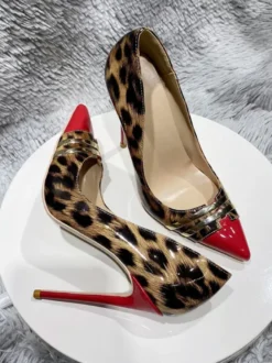 Escarpins à talons aiguilles sexy pour femmes bout pointu imprimé léopard