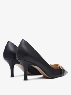 Escarpins à talons chaton pour femmes bout pointu détails métalliques à enfiler