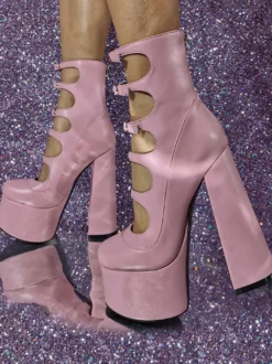 Escarpins à Talons Hauts avec Plateforme avec Bout Rond Unicolore