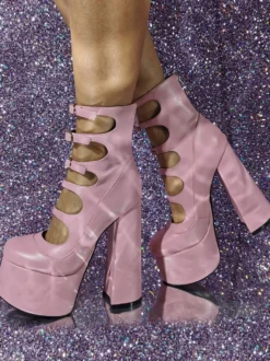 Escarpins à Talons Hauts avec Plateforme avec Bout Rond Unicolore
