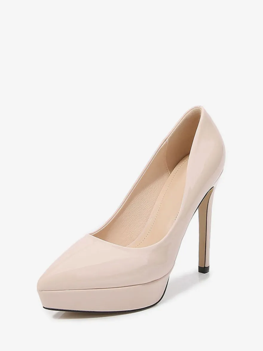 Escarpins à Talons Hauts avec Plateforme avec Bout Pointu en Cuir Synthétique Unicolore