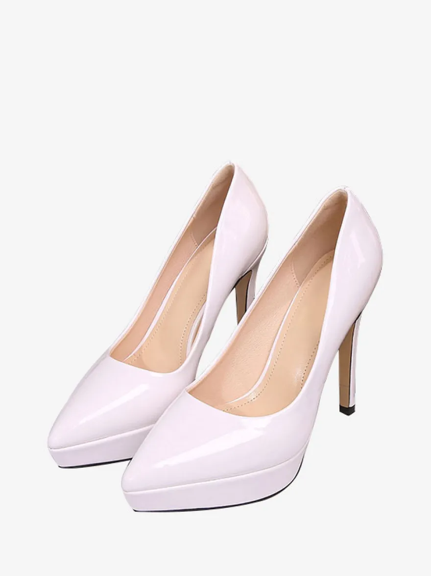 Escarpins à Talons Hauts avec Plateforme avec Bout Pointu en Cuir Synthétique Unicolore