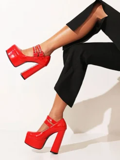 Escarpins à Talons Hauts avec Plateforme Imprimés avec Bout Rond