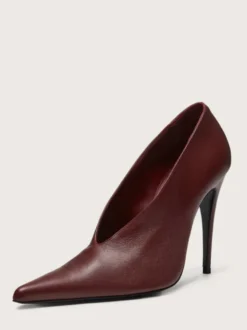 Escarpins à talons hauts bordeaux pour femmes bout pointu à enfiler