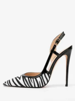 Escarpins À Talons Hauts Bout Pointu À Bride Pour Femmes Imprimé Zèbre