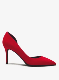 Escarpins à talons hauts en daim chaussures habillées rouges à bout pointu et à talons aiguilles