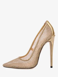 Escarpins à talons hauts en maille noire et bout pointu