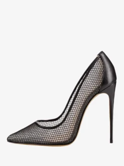 Escarpins à talons hauts en maille noire et bout pointu