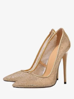 Escarpins à talons hauts en maille noire et bout pointu