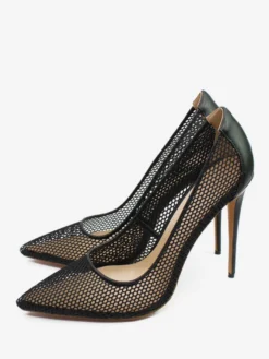 Escarpins à talons hauts en maille noire et bout pointu