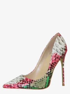 Escarpins à talons hauts et bout pointu pour femmes motif serpent