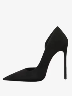 Escarpins Talons hauts femmes en daim noir bout pointu talon aiguille chaussures habillées