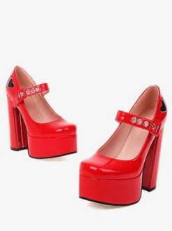 Escarpins à Talons Hauts Femme avec Plateforme avec Bout Carré Unicolore