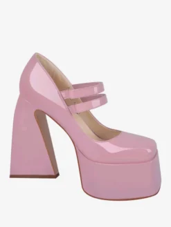 Escarpins à talons hauts femmes chaussures à boucle chics bout carré talon épais cuir PU