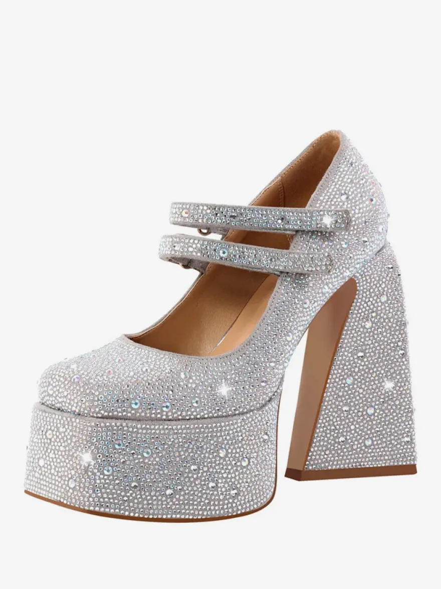 Escarpins À Talons Hauts Plateformes Strass Soirée Femmes En Cuir PU