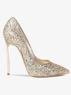 Escarpins à talons hauts pour femmes souliers de soirée à bout pointu doré