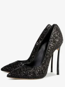 Escarpins à talons hauts pour femmes souliers de soirée à bout pointu doré