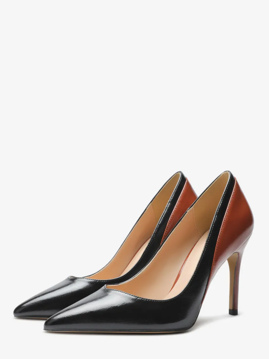 Escarpins à talons hauts pour femmes bout pointu patchwork à enfiler