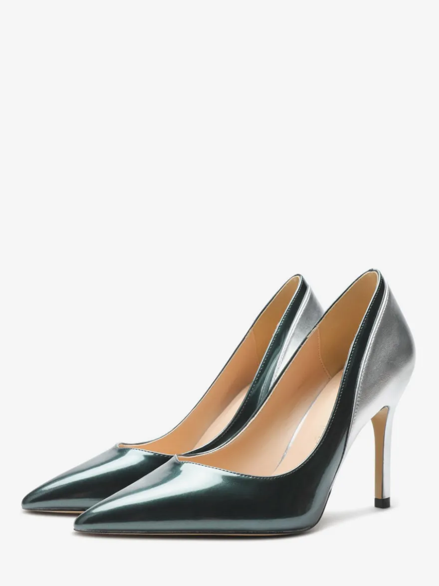 Escarpins à talons hauts pour femmes bout pointu patchwork à enfiler