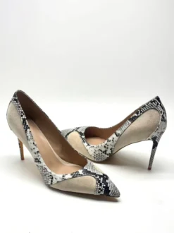 Escarpins à talons hauts pour femmes en daim patchwork à motif serpent à enfiler