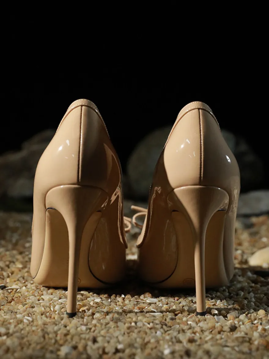 Escarpins à talons hauts pour femmes bout pointu nœud chaussures habillées à enfiler