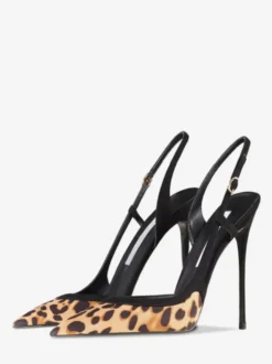 Escarpins à talons hauts pour femmes bout pointu imprimé léopard bride arrière