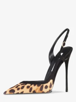 Escarpins à talons hauts pour femmes bout pointu imprimé léopard bride arrière