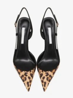 Escarpins à talons hauts pour femmes bout pointu imprimé léopard bride arrière