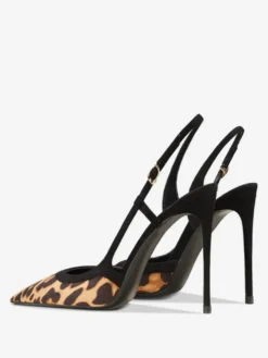 Escarpins à talons hauts pour femmes bout pointu imprimé léopard bride arrière